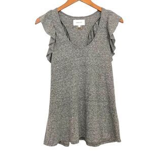 Current Elliott Gray Ruffle Racer Back Tank Top Sleeveless Slubby EUC Size 2 / M